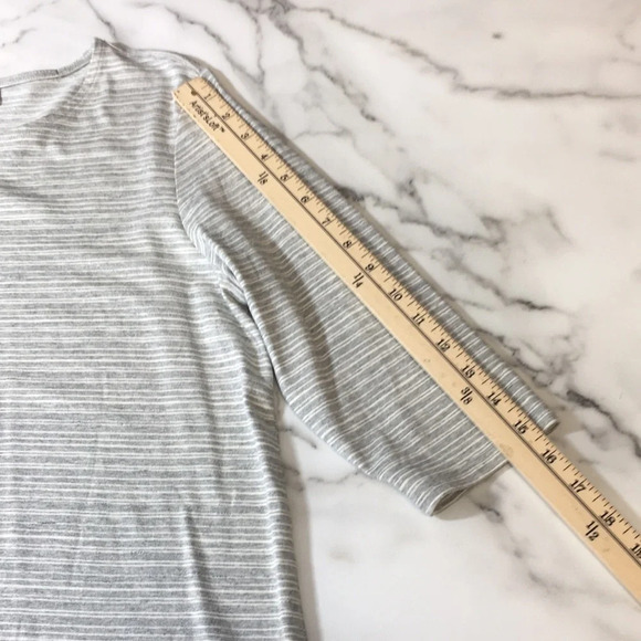 Pure J Jill Gray‎ Heather Striped Tunic Shirt Womens Medium Petite Half Sleeve - Picture 9 of 10